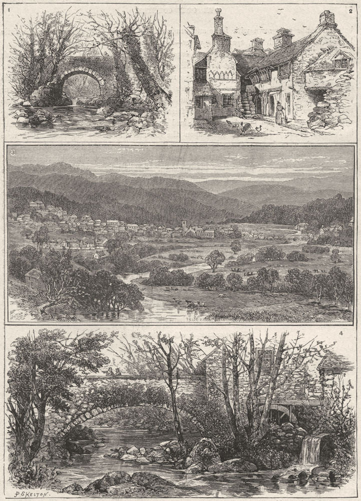 DOLGELLY. Torrent Walk; Glendower Parliament House;  1898 old antique print